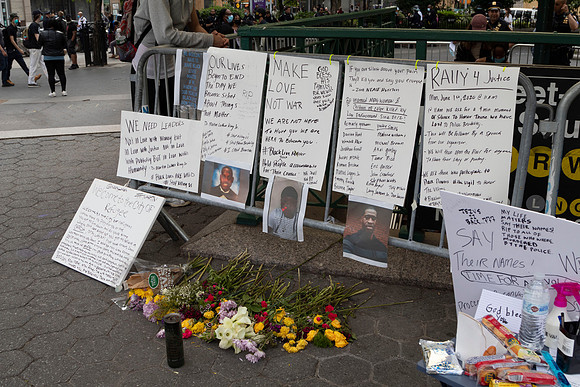Shrine in Union Square for victims of police violence