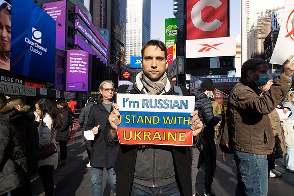 Free Ukraine Protest Man with a Sign