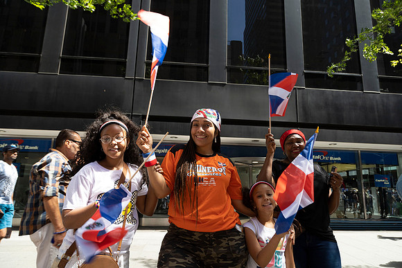 Family during the Dominican Day parade