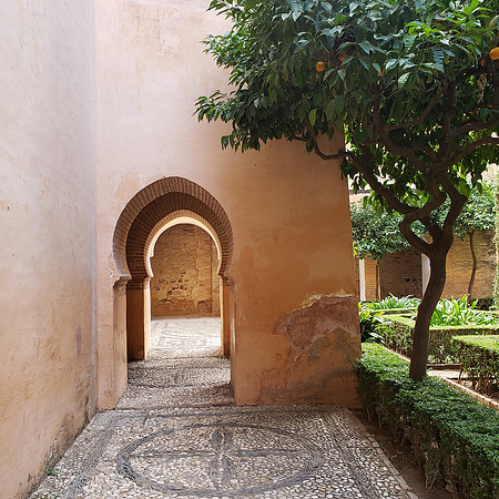 Arch and building at the Alhambra, Granada