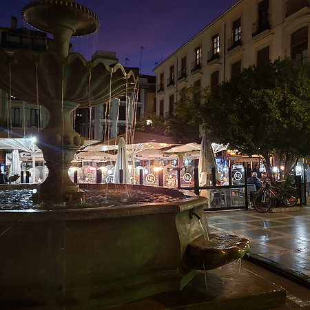 Fountain at the in the Plaza Nueva, Granada
