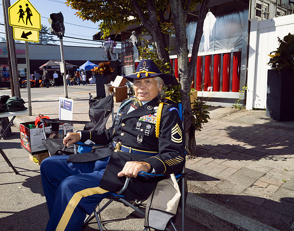 Veteran at a street fair, Mineola, New York