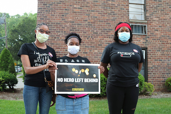 A vigil at Winthrop Hospital for Healthcare workers who died during the COVID-19 Pandemic
