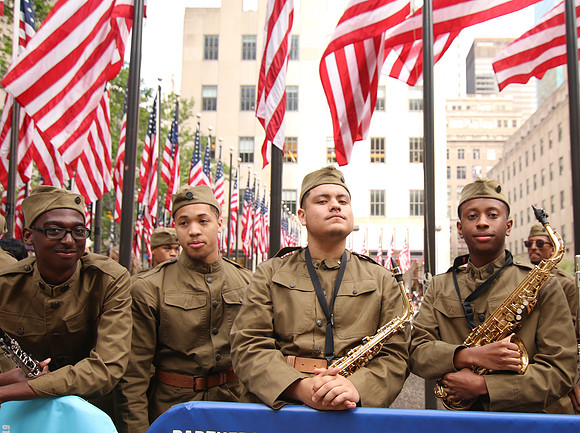 African American soldiers preparing to perform during Memorial Day at Rockefeller Center, NY