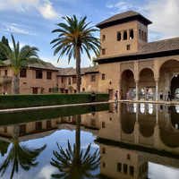 Pool and buildings in Alhambra, Granada